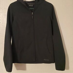 Marmot Mens Medium Black Knit Fleece Hoodie Full Zip Jacket
